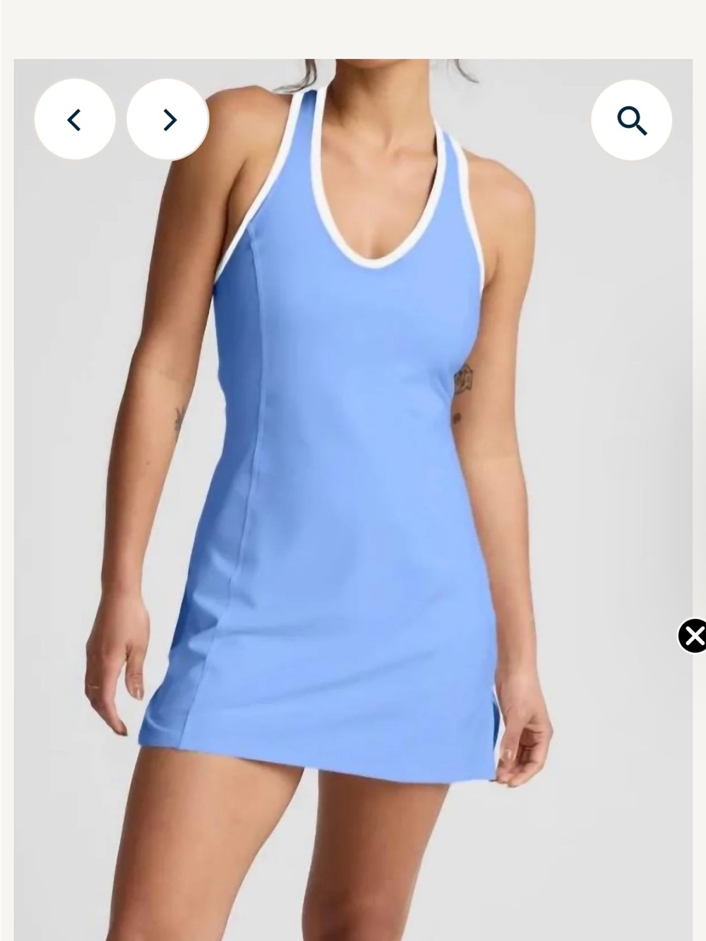 Beyond Yoga Blue Cross Back Built-In Bra Tennis Dress XS